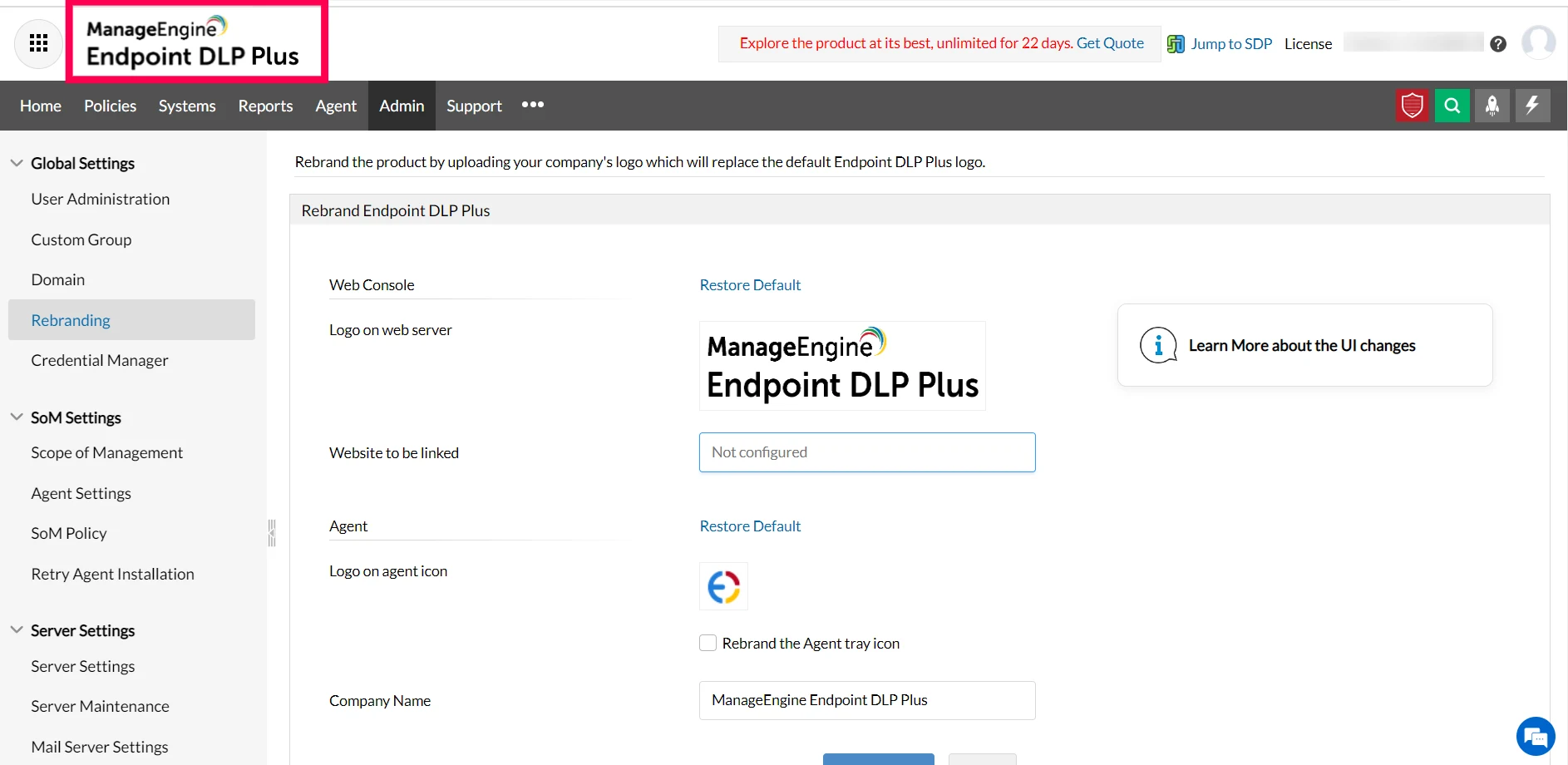 Endpoint DLP Plus · Web console